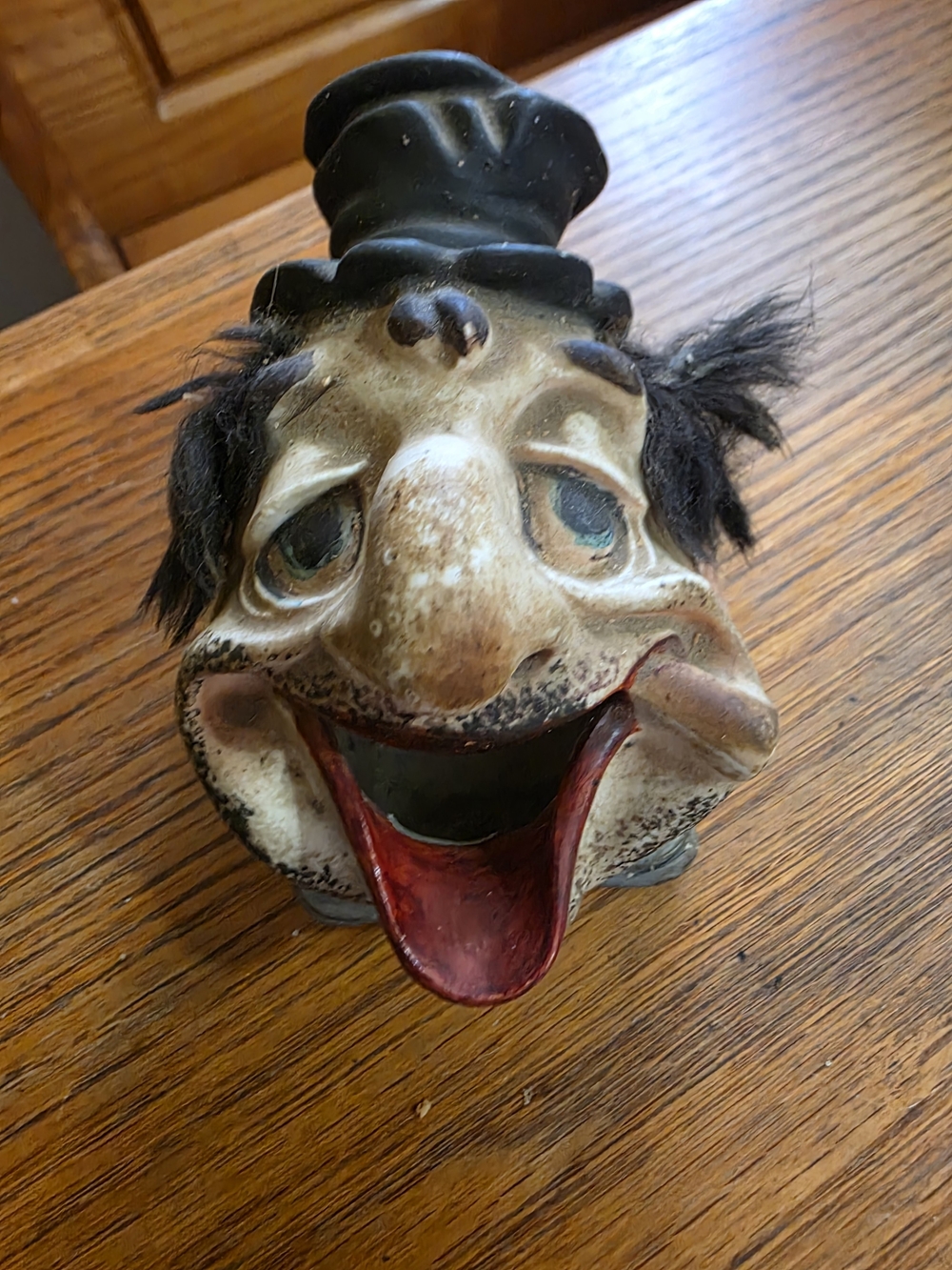 Ceramic Clown Head Figurine in Black and Red